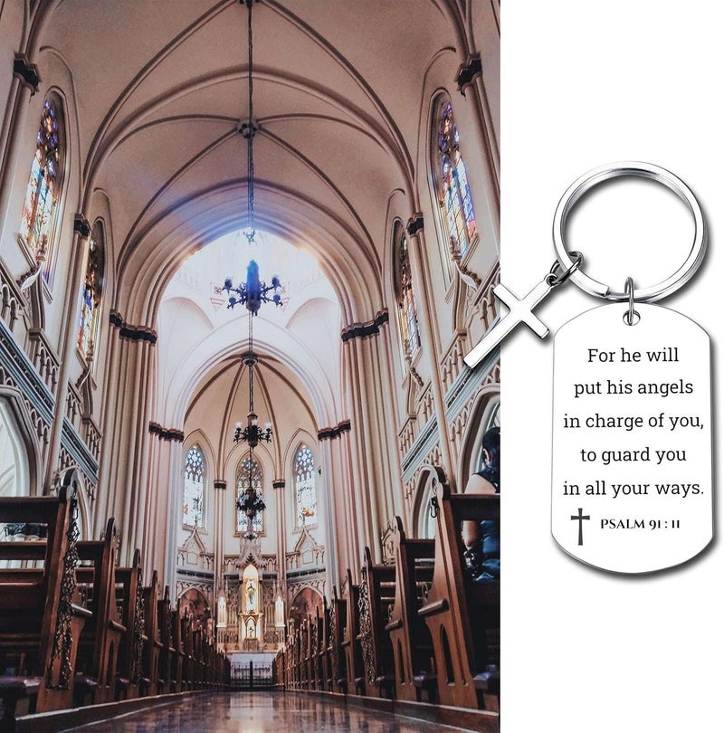 GiftYou Inspirational Scripture Metal Key Chains with Cross Pendant - Bible Verse Keychain Religious Gift for Christian - Image 3
